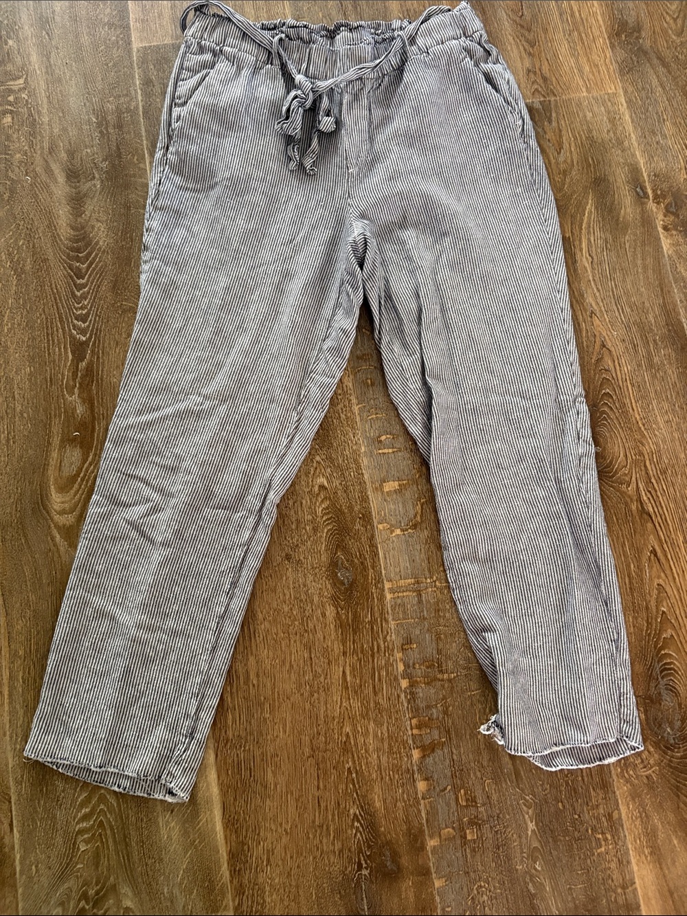 Old Navy Blue and White Pinstripe Straight-Leg Pants